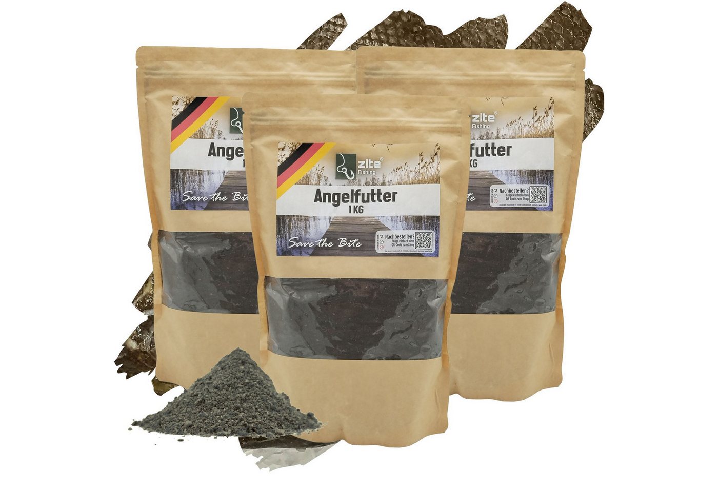 Zite Kunstköder Grundfutter Set 3x1 kg Powerbait Angelfutter 7 Aromen Karpfenfutter von Zite