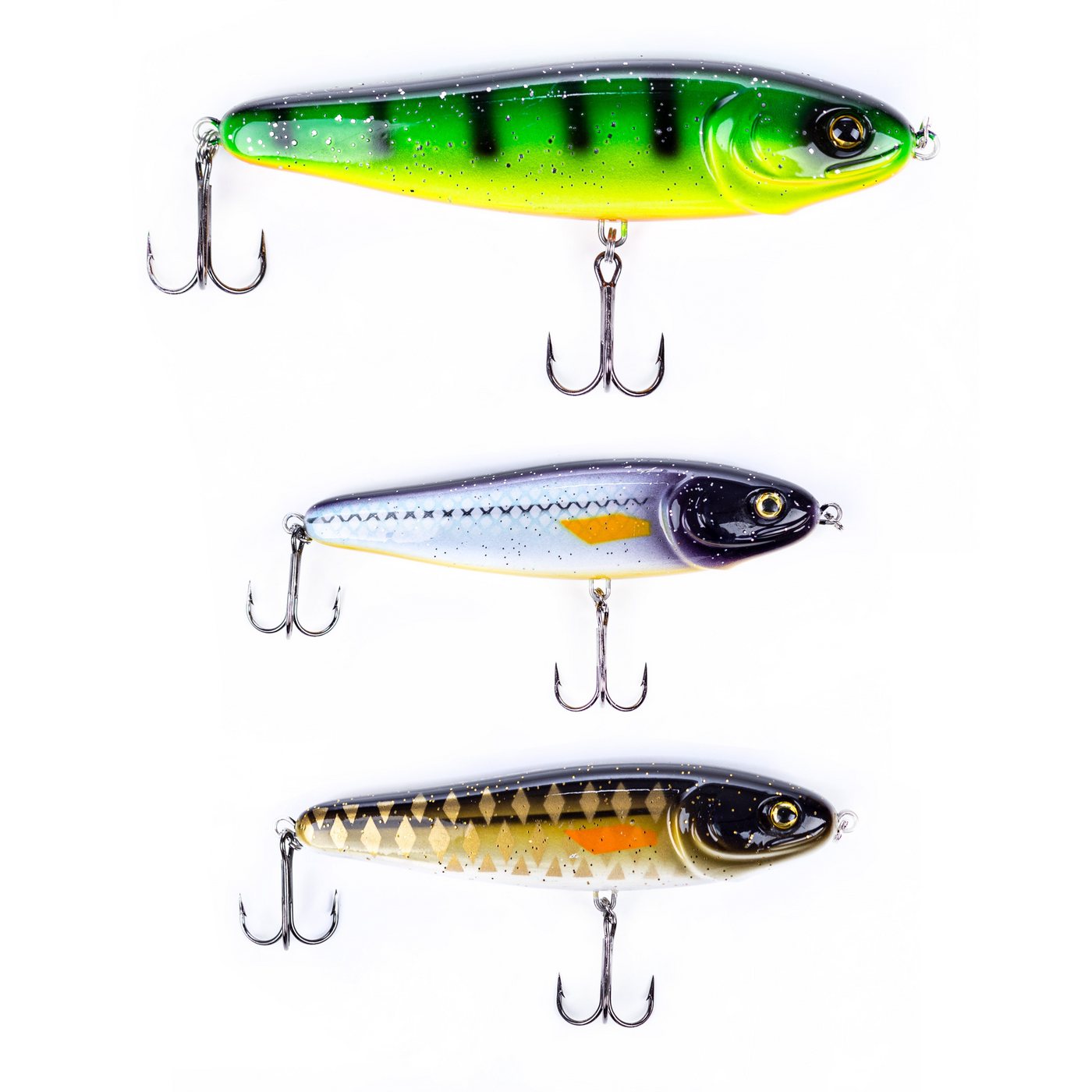 Zite Kunstköder Jerkbait-Set mit Drillingshaken 43-75 g 12,5-15 cm Hechtköder 3 Stück von Zite