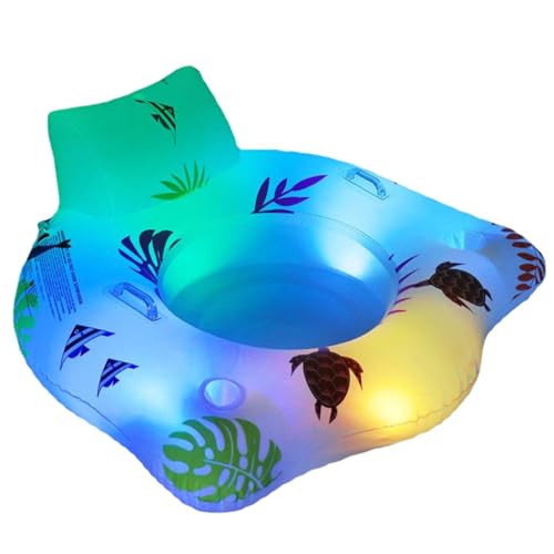 Pool-Float-Liege,Pool-Liege,Schwimmbad-Float-Sofa - Aufblasbarer schwimmender Stuhl mit Getränkehalter und farbwechselnden Lichtern, Schwimmfloß für Schwimmbad von Ziurmut