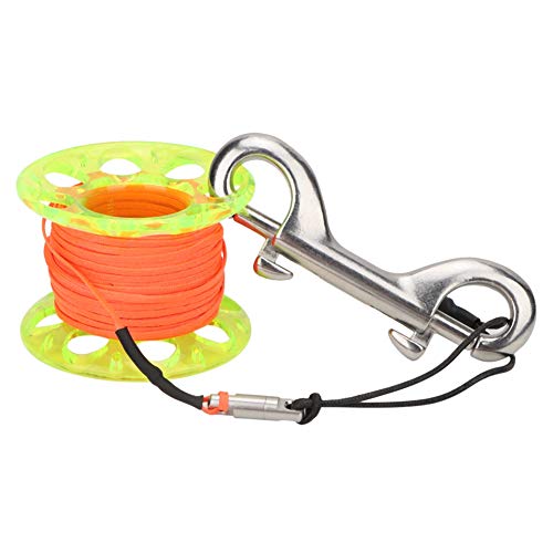 Zixyqol 15m Scuba Diving Finger Spool Reel with Stainless Steel P shaped Hook, Plastic Construction, and Vibrant Orange Wire for Underwater Visibility (yellow wheel) von Zixyqol
