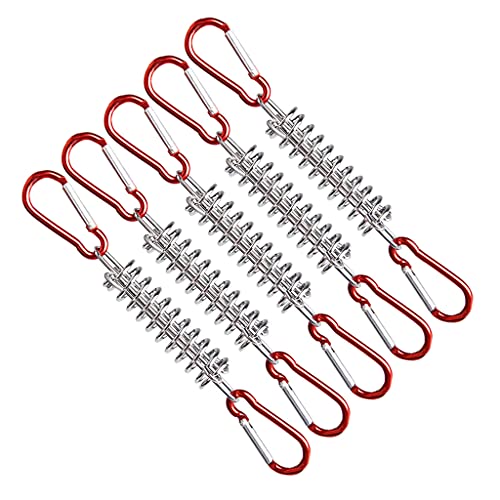 Zktfyshk 5 Stück Stahl-Zeltseilspanner mit Karabiner-Clips, Kordel-Einsteller, Outdoor-Camping, Heringe, Federzelt-Schnalle von Zktfyshk