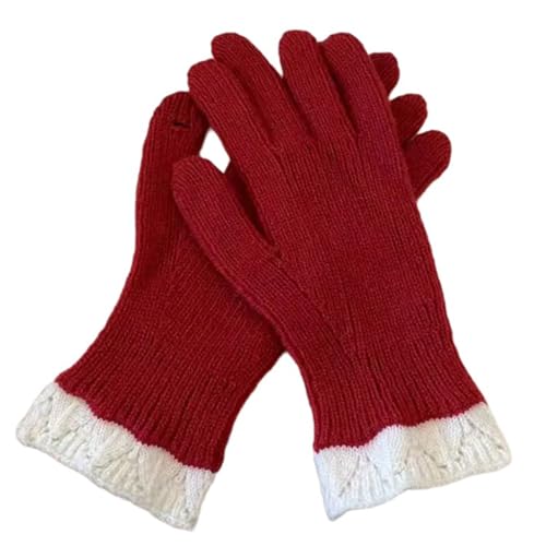 Zktfyshk Warme Handschuhe, trendige, warme Thermo-Handschuhe, gestrickt, stilvolle Spitzenhandschuhe für kaltes Wetter, Winter, Radfahren, Skifahren, Klettern von Zktfyshk