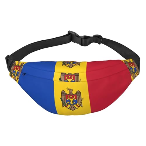 Hüfttasche mit Flagge von Moldawien, wasserabweisend, Laufgürteltasche für Damen, mit vielseitigen Trageoptionen, praktisches Kopfhörerloch, ideal für Reisen und Workout, Crossbody-Bauchtasche für von Zltegako