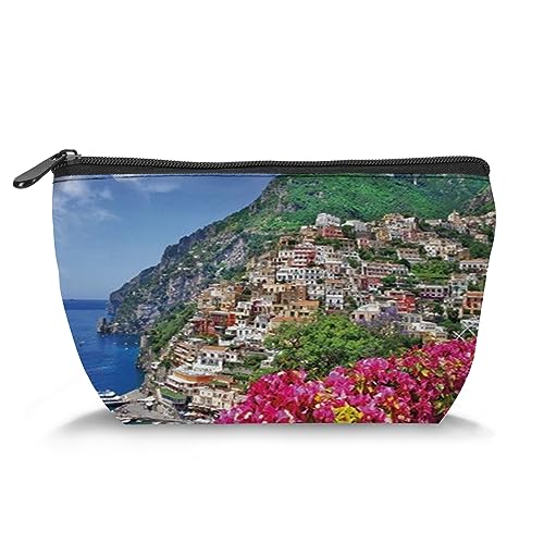 Kosmetiktasche für Damen, Motiv: Positano, Motiv: Italien, Motiv: Positano, große Kapazität, Make-up-Tasche, Reise-Kulturbeutel, Zubehör, Organizer, mehrfarbig, Mehrfarbig_7, Einheitsgröße, von Zltegako