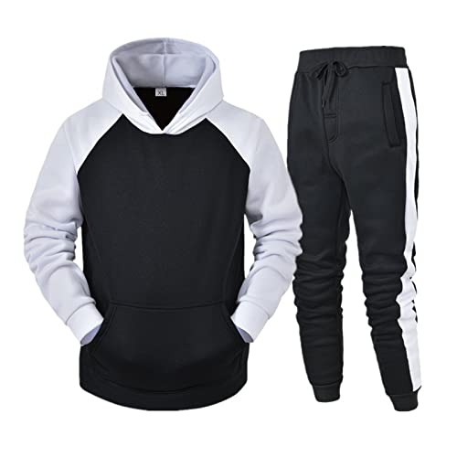 Freizeit Sport Laufanzug Trainings-Anzug Herren Jogginganzug Sweatshirt Zweiteiler Freizeitanzug Herren Sportbekleidung Kordelzug Casual Sweatshirt Jogging-Hose Kapuzenpulli Jacke von Znifnisy