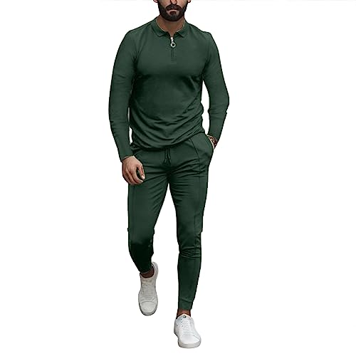 Herren Polohemden Zweiteiler Jogginganzug Freizeitanzug Herren Sportbekleidung Kordelzug Casual Sweatshirt Freizeit Sport Laufanzug Kapuzenpulli Trainings-Anzug Sweatshirt Sweatshirt von Znifnisy