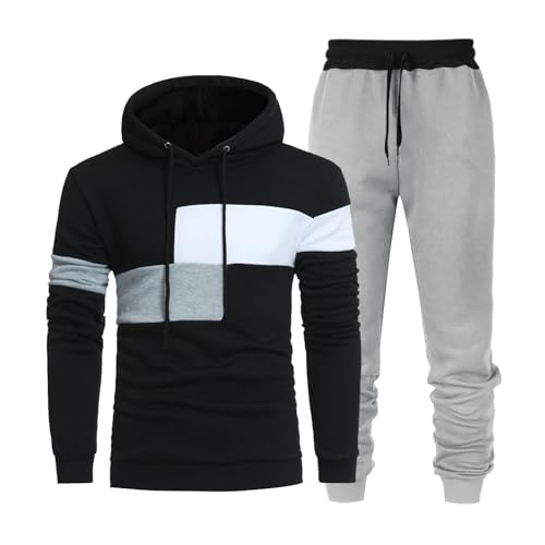 Herren Zweiteiler Jogginganzug Freizeitanzug Herren Sportbekleidung Kordelzug Casual Sweatshirt Freizeit Sport Laufanzug Kapuzenpulli Trainings-Anzug SweatshirtHomewear von Znifnisy