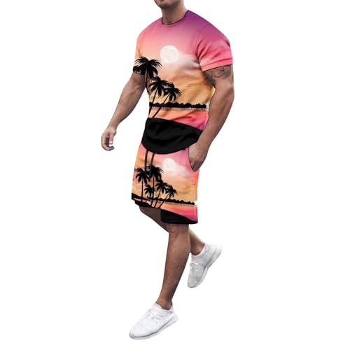 Sommer Outfit Herren 2 Teiler Sommer Shirt Set Sportanzug Atmungsaktiv Outfits Hawaii Zweiteiler Freizeitanzug Sommer Outfit Herren von Znifnisy