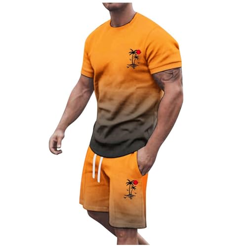 Znifnisy Herren Traininganzug Sportanzug Gradienten Lässig Sportanzug Herren Trainingsanzug Männer Set Rundhals Oberteile Shorts Jogginganzug Gym von Znifnisy