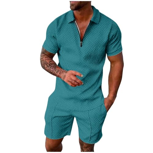 Znifnisy Sommer Outfit Herren Kurzarm Pullover Sporthosen Anzug Freizeitanzug Einfrabige Outdoorwear Hawaii Kleidung Trainingsanzug Zweiteiliges Herren Outfit von Znifnisy