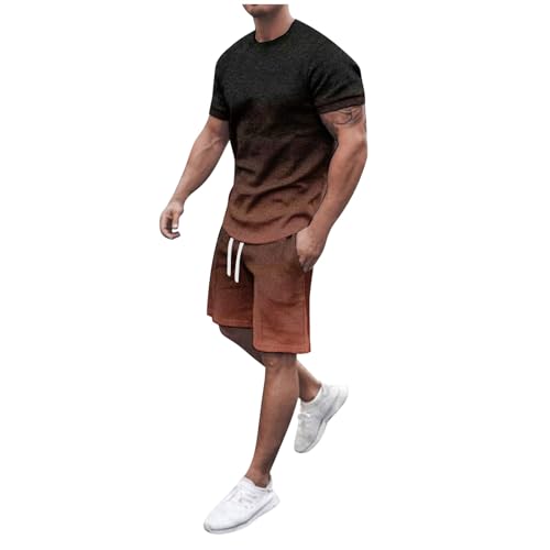 Znifnisy Sommer Outfit Herren Sommer Tshirt Und Shorts Sportanzug Y2k Outfits Einfarbig Leinenanzug Trainingsanzug Jogginganzug Herren Set von Znifnisy