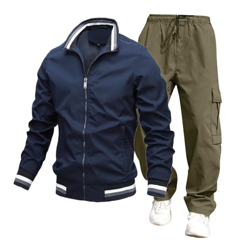 Znifnisy Top und Hosen Zip Blocking 2 Teiler Herren Jogginganzug Gym Traininganzug Set Langarm Zip und Lange Hose Atmungsaktiv Schnell von Znifnisy