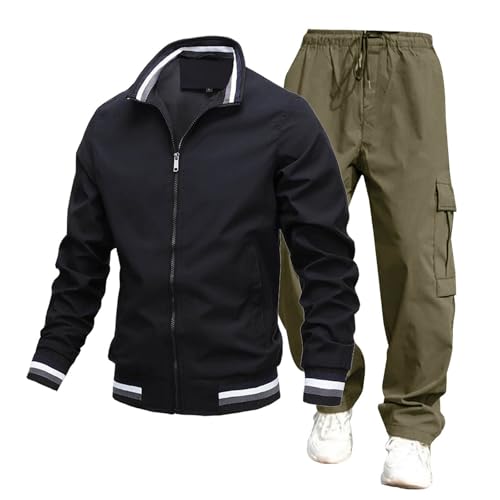 Znifnisy Top und Hosen Zip Blocking 2 Teiler Herren Jogginganzug Gym Traininganzug Set Langarm Zip und Lange Hose Atmungsaktiv Schnell von Znifnisy