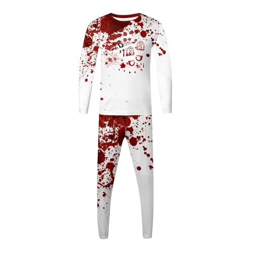 Znifnisy Trainingsanzug-Sets Herren Lässig Trainingsanzug Halloween mit 3D Bedrucktes lässige für Herren Trainingsanzug mit Langen Ärmeln Rundhalsausschnitt Lange Top und Hosen Sets Hose von Znifnisy