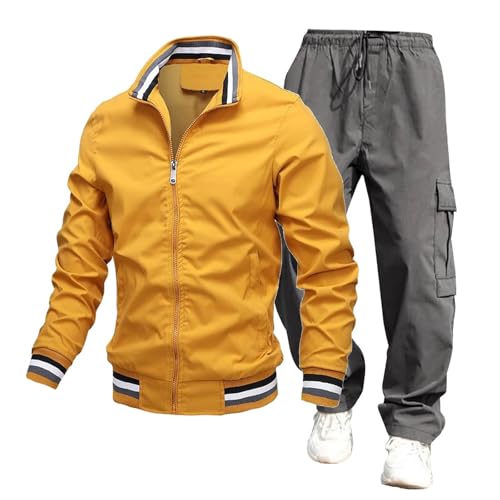 Znifnisy Trainingsanzug Top und Hosen Blocking 2 Teiler Herren Jogginganzug Gym Traininganzug Set Langarm Zip und Lange Hose Atmungsaktiv Schnell von Znifnisy