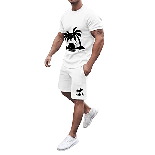 Znifnisy Zweiteiliges Herren Outfit Hawaii Blood Drucken Kostüme Trainingsanzug Streetwear Anzug Kurzarm Strandanzug Freizeitanzug Sommer Trainingsanzug Herren von Znifnisy