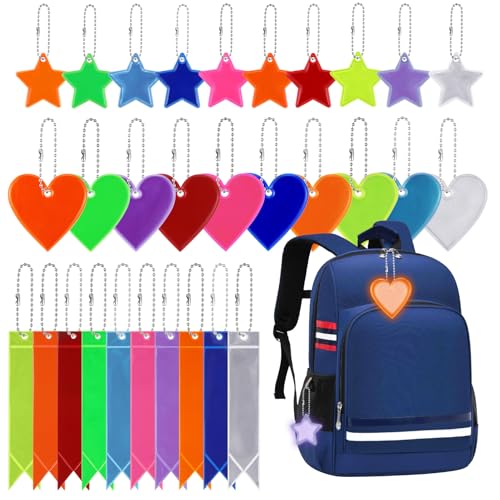 Zocipro 30 Stück Reflektoren Kinder, Sicherheits Reflektor Anhänger, Stern Herzform Langer Streifen Reflektierende Anhänger, für Schulranzen, Nächtliche Outdoor Sportarten Zocipro 30 Stück Reflektoren Kinder, Sicherheits Reflektor Anhänger, Stern Herzform Langer Streifen Reflektierende Anhänger, für Schulranzen, Nächtliche Outdoor Sportarten von Zocipro