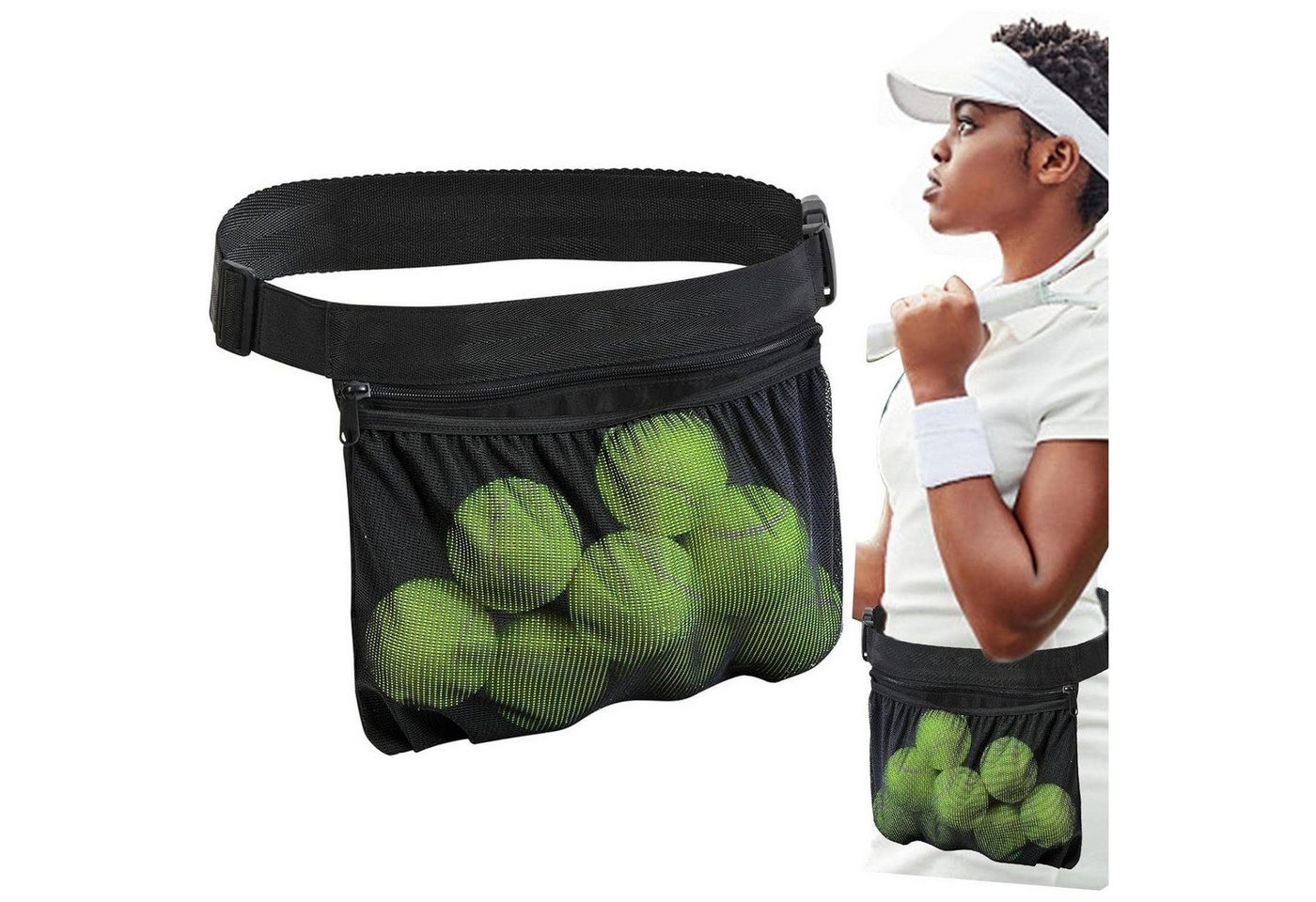 Zoclack Tennistasche 2Stk Tennisball-Halter Tennisball Hüfttasche, mit Reißverschlusstasche für 8 bis 10 Tennis von Zoclack