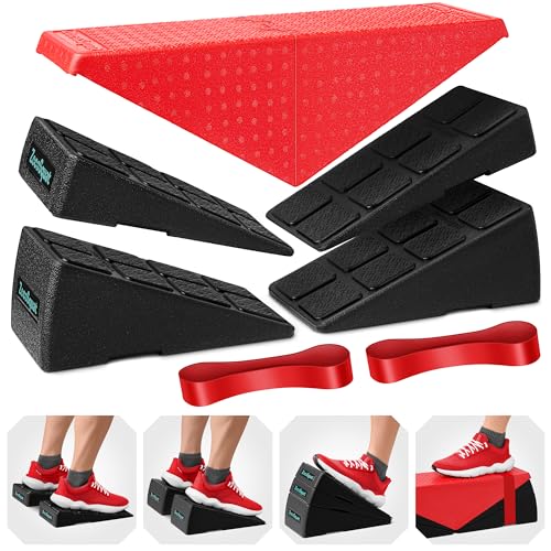Squat Wedge Set mit 5 Stück – verwandelt sich in Aerobic-Stepplattform – Kniebeugen-Keilblock 235,9 kg Tragkraft – Schrägbrett für Wadendehnung – Wadendehner schräg – Yoga-Blöcke Squat Wedge Set mit 5 Stück – verwandelt sich in Aerobic-Stepplattform – Kniebeugen-Keilblock 235,9 kg Tragkraft – Schrägbrett für Wadendehnung – Wadendehner schräg – Yoga-Blöcke von ZocoSquat