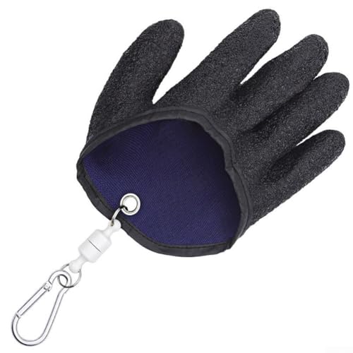 Zoegneer Angelhandschuhe für Angler, rutschfeste Handschuhe mit magnetischer Schnalle, 1 Paar, schwarz + blau (rechts mit Haken) von Zoegneer