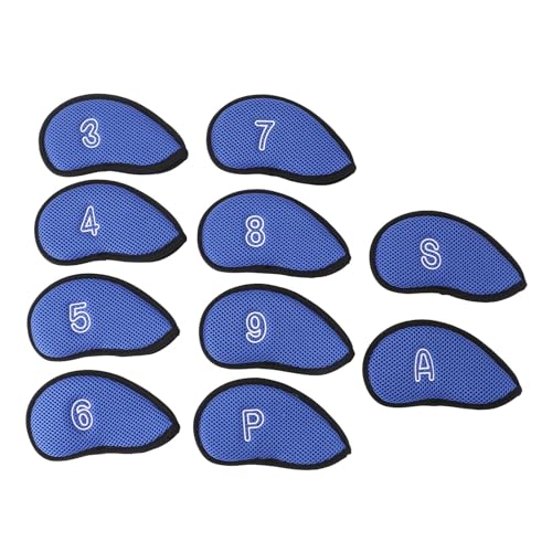 10 Stück Golfschlägerkopfabdeckungen, atmungsaktives Nylon-Netz, weiches Futter, schützende Golf-Eisenabdeckungen, Set (Blue) von Zoeyilan