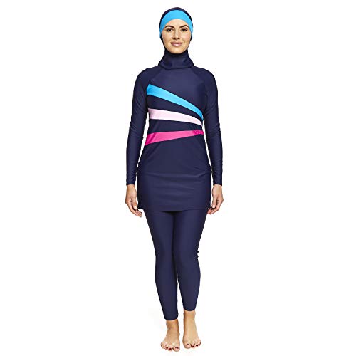 Zoggs Damen Sandon Modesty Suit 3 Piece Swimsuit Badeanzug in voller Länge, Navy/Mehrfarbig, 10 UK (34 Inch) von Zoggs