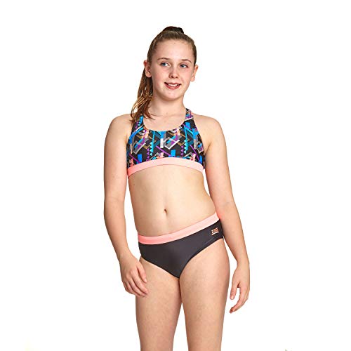 Zoggs Mädchen Shimmer Muscle Zweiteiliger Bikini XS Multi/Schwarz von Zoggs