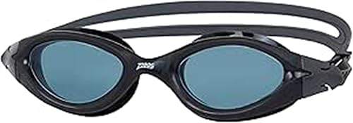 Zoggs Panorama Schwimmbrille Herren Damen mit Getönten Gläsern – Antibeschlag, UV-Schutz, Schnellverstellband, Schwimmbrille für Erwachsene mit Breitem Sichtfeld - Schwarz/Schwarz/Rauchtönung von Zoggs