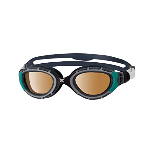 Zoggs Predator Flex Ultra - Kleinere Passform - Schwarz/Grün/Polarisiertes Kupfer Schutzbrille, kleine Größe von Zoggs