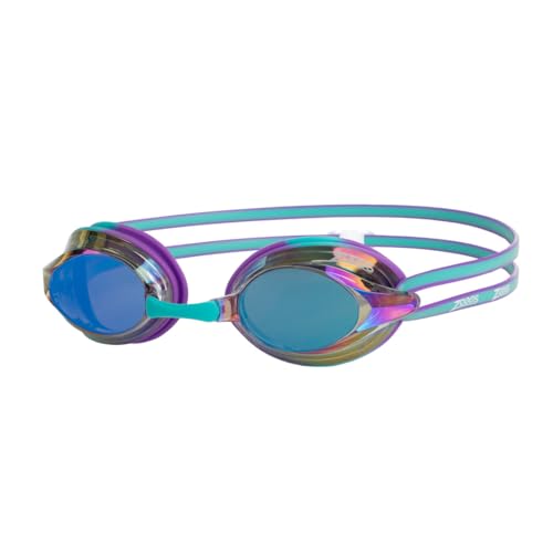 Zoggs Unisex-Adult Racer Titanium Swimming Goggles, Violet/Turquoise/Mirrored Blue von Zoggs