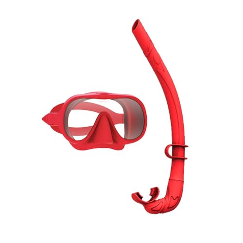 Schnorchelmaske Unisex, Taucherbrille mit 180° Weitblick und Schnorchel, Schnorchelset Maske für Erwachsene Jungen Mädchen-Red||1 Size von Zolito