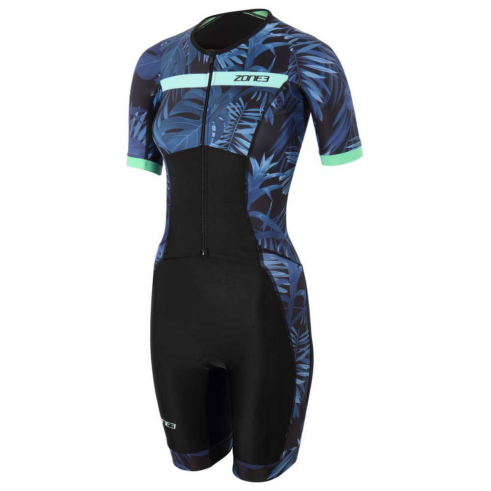 Zone3 Activate+ Tropical Palm Short Sleeve Trisuit Blau,Schwarz XS Frau Zone3 Activate+ Tropical Palm Short Sleeve Trisuit Blau,Schwarz XS Frau von Zone3