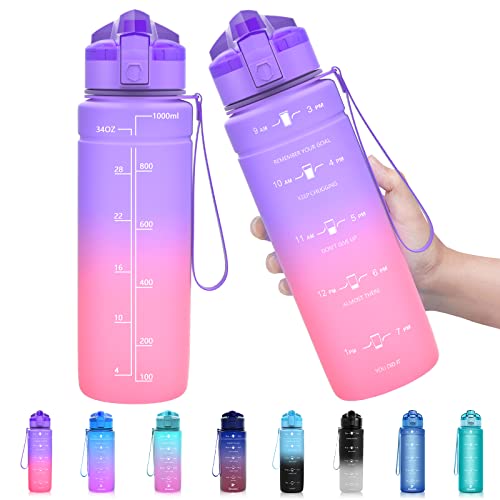 Zounich Trinkflasche Kinder Auslaufsichere 1L/700ml/500ml-BPA frei trinkflaschen Sport tritan Kunststoff Wasserflasche für Fahrrad, Schule, kohlensäure geeignet, spülmaschinenfest Sportflasche von Zounich