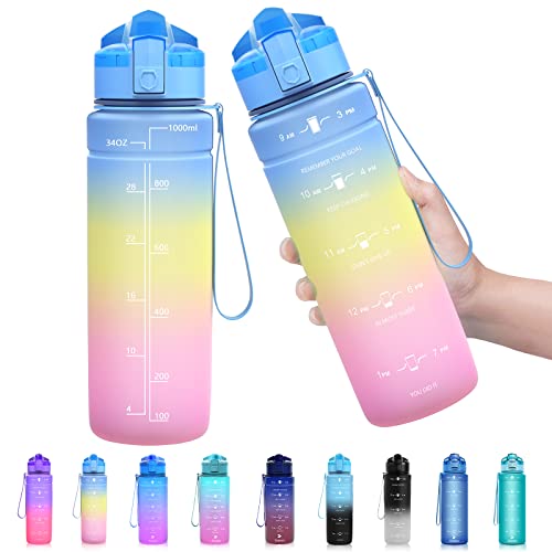 Zounich Trinkflasche Kinder Auslaufsichere 1L/700ml/500ml-BPA frei trinkflaschen Sport tritan Kunststoff Wasserflasche für Fahrrad, Schule, kohlensäure geeignet, spülmaschinenfest Sportflasche von Zounich