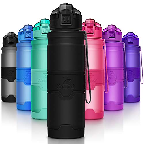 Zounich Trinkflasche Sport BPA frei Kunststoff Sporttrinkflaschen für Kinder Schule, Joggen, Fahrrad, öffnen mit Einer Hand Trinkflaschen Filter, Schwarz, 14oz/400ml Zounich Trinkflasche Sport BPA frei Kunststoff Sporttrinkflaschen für Kinder Schule, Joggen, Fahrrad, öffnen mit Einer Hand Trinkflaschen Filter, Schwarz, 14oz/400ml von Zounich