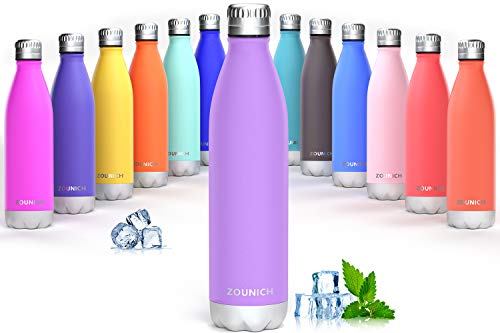 Zounich Premium Edelstahl Trinkflasche-350ml,500ml,650ml,Sport Auslaufsicher,Bpa Frei - Alu Isolierflasche, Trinkflaschen Wasserflasche Thermosflasche für Kinder Schule Gym Outdoor Büro Fahrrad von Zounich