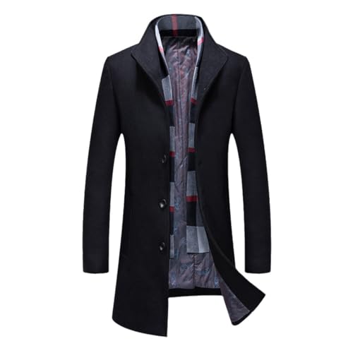 Herbst Winter Herren Wollmantel Wollschal Und Wolle Wolle Herrenmantel Herrenbekleidung Black XL von Zozogag