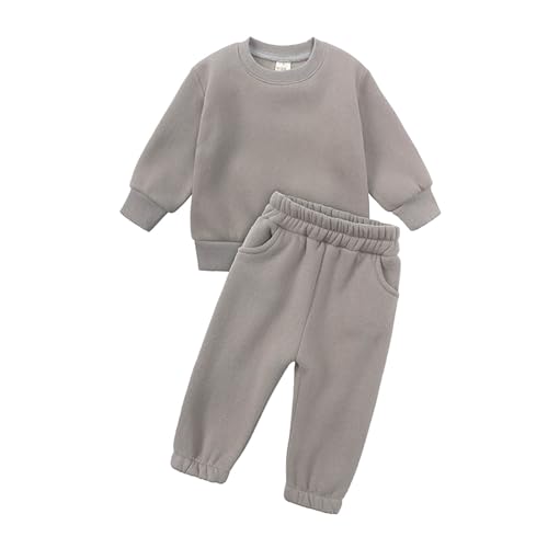 Black friday angebote Trainingsanzug Kinder für Jungen und Mädchen Baby Langarm Einfarbig Sweatshirt und Hose Set Jogginganzug Modische Bequemer Rundhals Zweiteiler Outfit-Set Casual Sportanzug von Zqkert