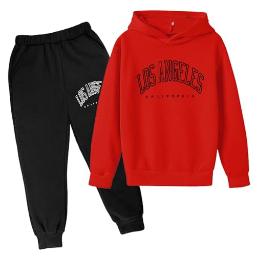 Black friday angebote Trainingsanzug Kinder für Jungen und Mädchen Casual Brief Gedruckt Jogginganzug 2 PC Sweatsuit Set Bequemer Modische Hoodie und Hose Set Unisexe Langarm mit Kapuz Sportanzug von Zqkert