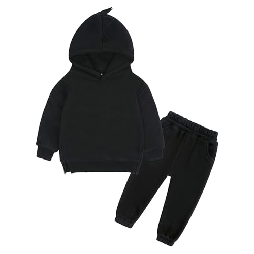 Black friday angebote Trainingsanzug Kinder für Jungen und Mädchen Einfarbig Hoodie und Hose Set Jogginganzug Modische Langarm mit Kapuz Bequemer Fleecefutter Zweiteiler Outfit-Set Casual Sportanzug von Zqkert