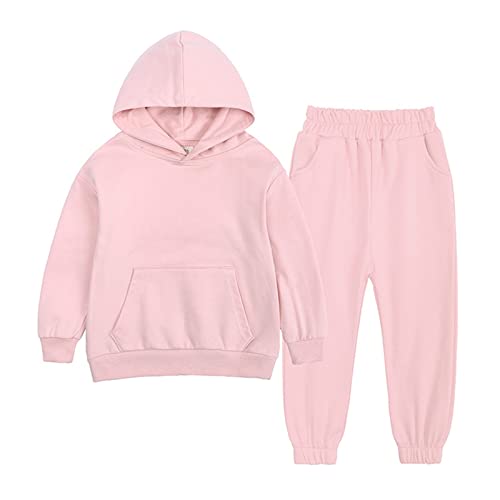 Black friday angebote Trainingsanzug Kinder für Jungen und Mädchen Hoodie und Hose Set Jogginganzug Modische Einfarbig Langarm mit Kapuz Bequemer Unisexe Zweiteiler Outfit-Set Casual Sportanzug von Zqkert