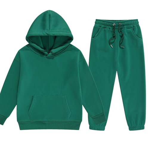 Black friday angebote Trainingsanzug Kinder für Jungen und Mädchen Hoodie und Hose Set Jogginganzug Modische Einfarbig Langarm mit Kapuz Bequemer Unisexe Zweiteiler Outfit-Set Casual Sportanzug von Zqkert