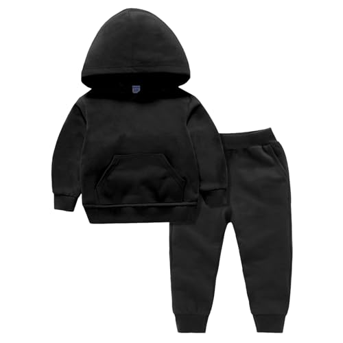 Black friday angebote Trainingsanzug Kinder für Jungen und Mädchen Langarm Einfarbig Hoodie und Hose Set Jogginganzug Modische mit Kapuz Bequemer Unisexe Zweiteiler Outfit-Set Casual Sportanzug von Zqkert