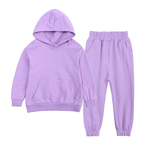 Black friday angebote Trainingsanzug Kinder für Jungen und Mädchen Langarm Einfarbig Hoodie und Hose Set Jogginganzug Modische mit Kapuz Taschen Bequemer Zweiteiler Outfit-Set Casual Sportanzug von Zqkert