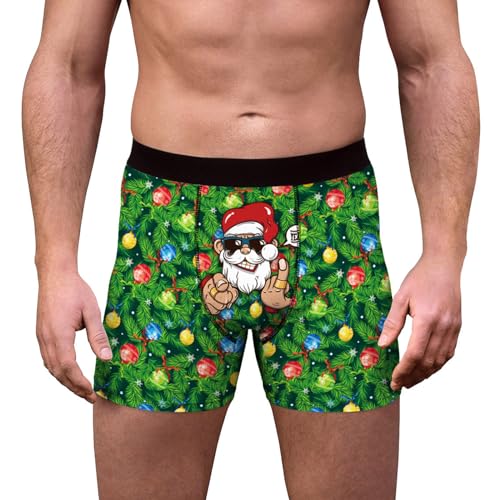 Zqkert Boxershorts Herren Baumwolle Langes Bein Lustige Weihnachten Boxer Shorts Christmas Motiv Boxershorts Lustig Unterwäsche Männergeschenke von Zqkert