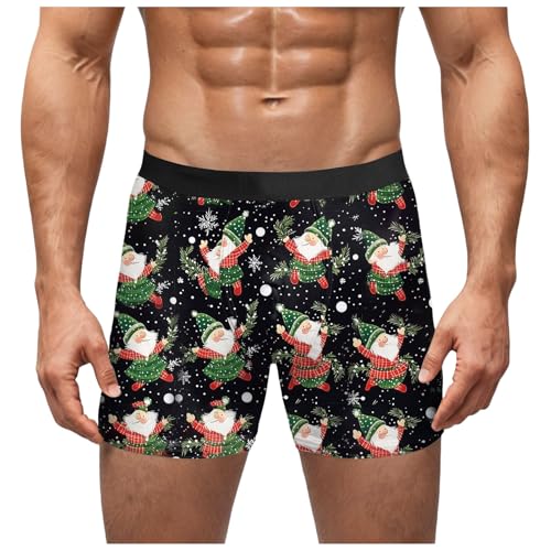 Zqkert Boxershorts Herren Baumwolle Langes Bein Lustige Weihnachten Boxer Shorts Christmas Motiv Boxershorts Lustig Unterwäsche Männergeschenke von Zqkert