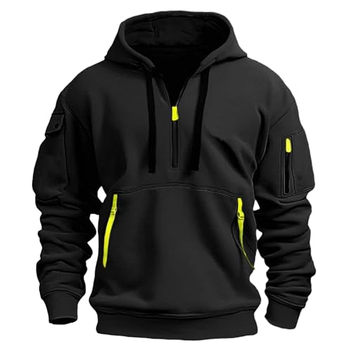 Zqkert Hoodie Herren Oversize Schwarz Sweatshirt aus Baumwoll Terry Herren Pullover Hoodie Sweatjacke Longsleeve Sweatshirt Jacke von Zqkert