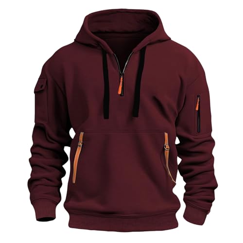 Zqkert Hoodie Herren Oversize Schwarz Sweatshirt aus Baumwoll Terry Herren Pullover Hoodie Sweatjacke Longsleeve Sweatshirt Jacke von Zqkert