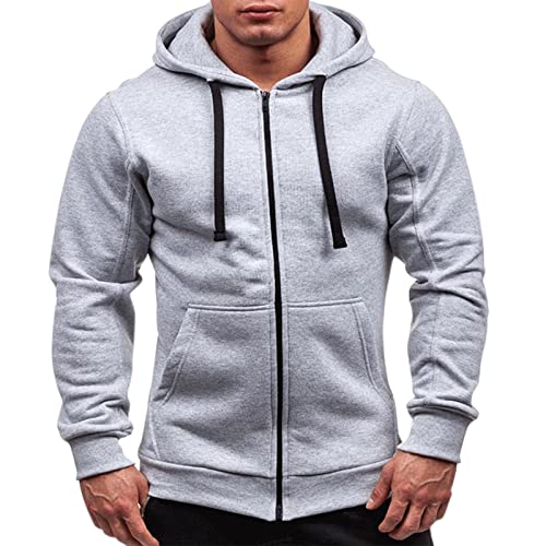 Zqkert Hoodie Herren Oversize mit Reißverschluss Hoodie Herren Einfarbig Langarm Sweatjacke mit Reißverschluss Casual Sweatshirt Jacke Zip up von Zqkert