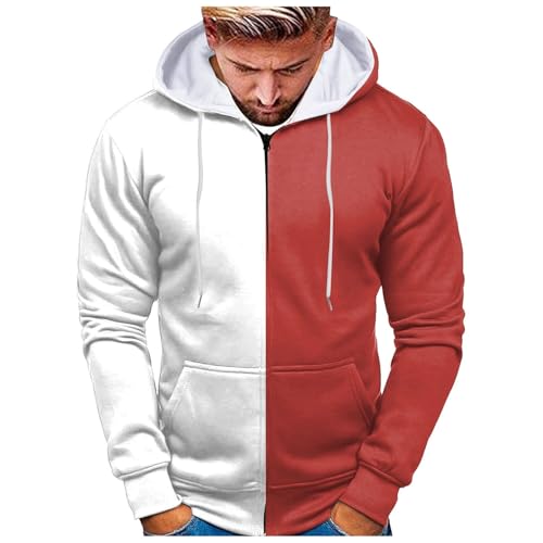 Zqkert Kapuzenpullover Herren mit Reißverschluss Oversize Herren Zip Neck Sweat Sweatshirt Male Kapuzenjacke Einfarbig Kapuzenjacke Classic Sweatshirt von Zqkert